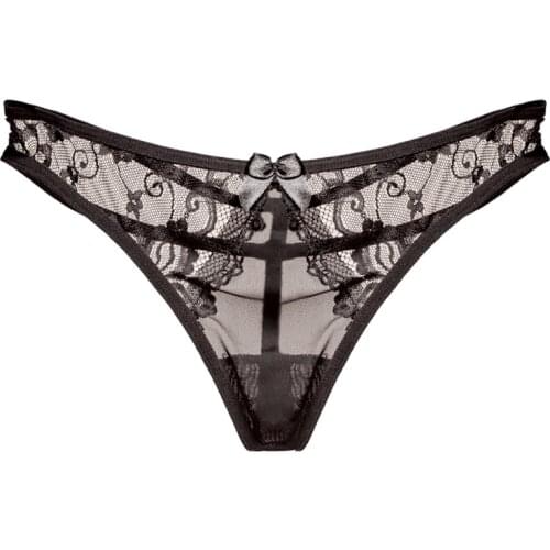 Women Sexy Lingerie Floral Lace Underwear for Women Sexy Panties G-string Thongs with Mesh Front and Cute Lovely Bow Center