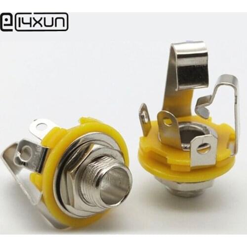 2pcs 6.35mm Dual Track Stereo Electric Bass Guitar Jack Audio AC/DC Input Socket 6.5mm PCB Connector