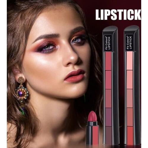 5pcs Velvet Matte Lip Gloss Chestnut Lasting Nonstick Cup Not Fade Matte Lipstick For Lips Waterproof Lip Tint Cosmetics Makeup