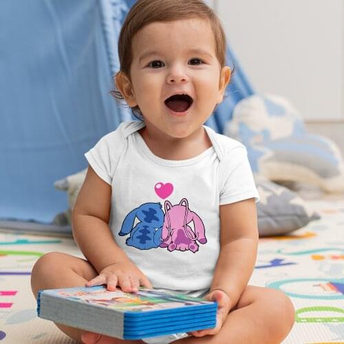 Disneys Lilo & Stitch Printing Toddler Bodysuits 0-24M Summer New Products Short Sleeve Baby Clothes Dropship Harajuku Kawaii