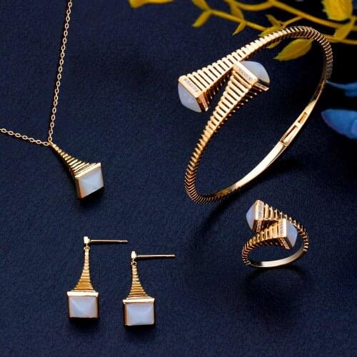 BrideTalk 4pcs Waterdrop Jewelry Sets For Women Wedding Party Cubic Zircon High end Craft Dubai Bridal Jewelry Set