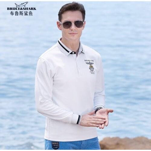 Bruce ＆ Shark Long Sleeve Polos For Men