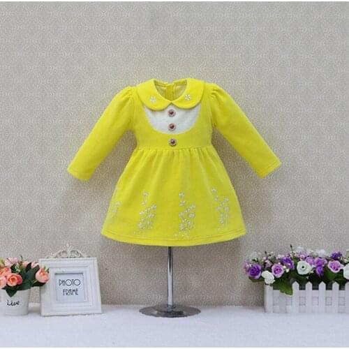 Children Velour Party Lace dress New Year Girls Long Sleeve Dresses Baby Clothes Spring and Summer Clothing Button Sweet Suits