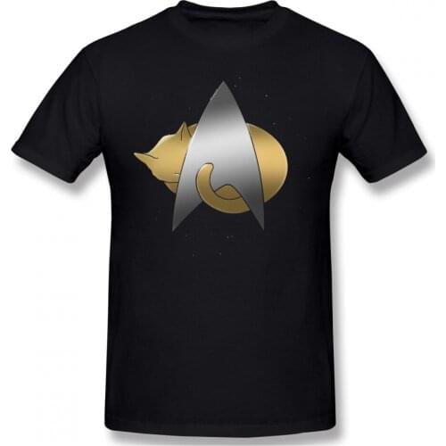 Next Generation Chrome Cat Starfleet Homme Tops T-Shirt Star Trek Science FictionTV Series Tees Cotton Oversized Short Sleeve