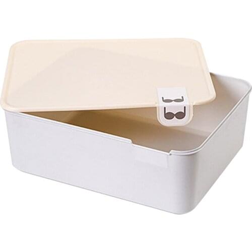 Home Clothes Storage Box with Marker Square Underwear Container Bra Drawer Organizer With Cover for Socks Bra Underpants