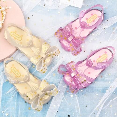 2021 Summer New Bronzing Heart-Shaped Butterfly Fruit Frozen Girls Princess Beach Sandals