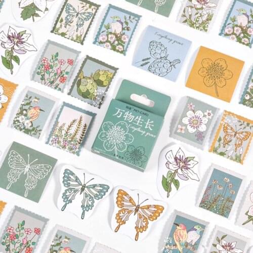 46pcs Cute Butterfly Flowers Mini Paper Sticker Bag Diy Diary Planner Decoration Sticker Album Scrapbooking Kawaii Stationery