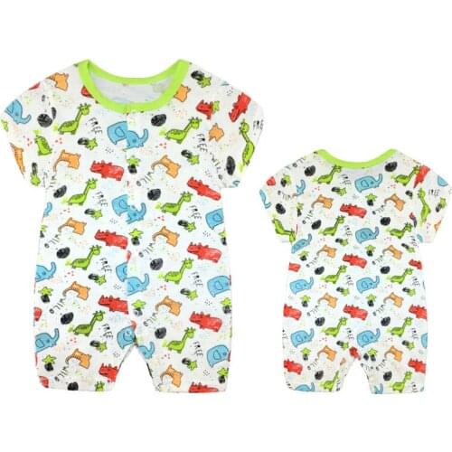 Fashion New brand baby boys girls Boxer short-sleeved clothing summer cotton romper Full print cartoon animals jumpsuit