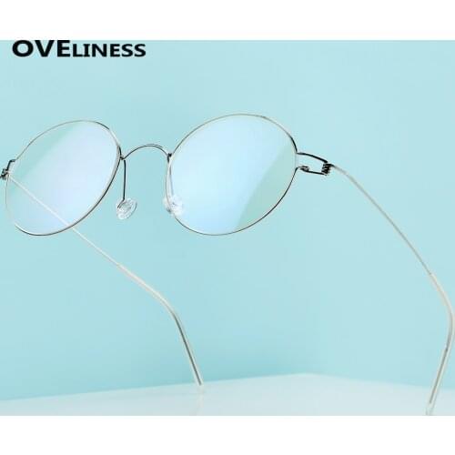 2020 PureTitanium Round eye glasses frame Women Men eyeglasses Optical Retro Myopia Prescription Korean glass Screwless eyewear