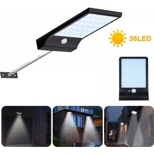 3.7V/2200mAh 36 LED Solar Wall Light Outdoor With PIR Motion Sensor 3 Modes Waterproof IP65 For Path Garage Garden Street Lamp
