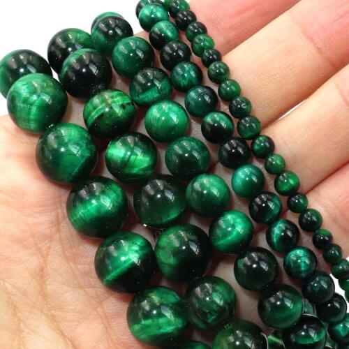 Natural Stone Green Tiger Eye Agates Round Beads 4 6 8 10 12 MM Pick Size For Jewelry Making DIY Bracelet Necklace Material