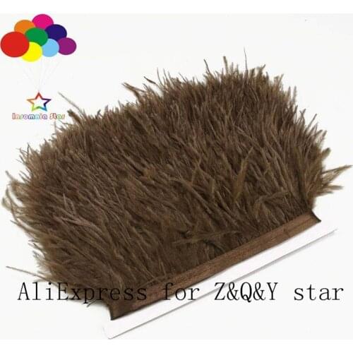 Z&Q&Y natural beautiful ostrich hair dyed dark brown color cloth edge DIY clothing show cloth crafts jewelry decoration