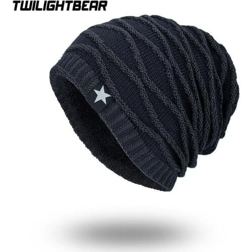 New Mens Winter Hat Fashion Fleece Skiing Beanies Caps Warm Knitted Beanie Bonnet hats men Gorros Invierno Cappelli AY6E67
