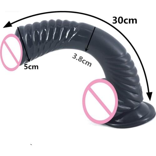 FAAK New curved dildo animal snake dildo suction cup screw thread design stimulate fake penis sex toys for women erotic product