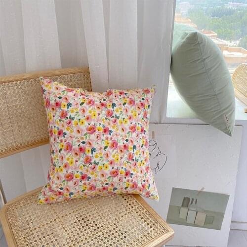 Solid color printing cushion cover custom seat pillow cover home with decorative sofa cushion cover pure cotton pillow cover