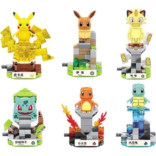Authentic Pokémon Building Blocks Pop It Pikachu Anime Figure Kawaii Splicing Toys For Children Model Set DIY Hand Make Gift