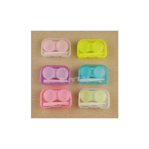 Plastic Eyewear Bags Accessories One Set Cute Candy Colors Plastic Contact Lense Case Container + Tweezer + Stick