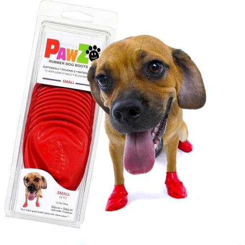 PawZ Dog Boots Rubber Dog Booties Waterproof Snow Boots for Dogs Paw Protection for Dogs 12 Dog Shoes Per Pack (Colored)