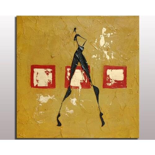 Handmade Abstract Painting Wall Art Yellow Acrylic Textured Human Figure Oil Painting On Canvas Home Decor Painting Calligraphy