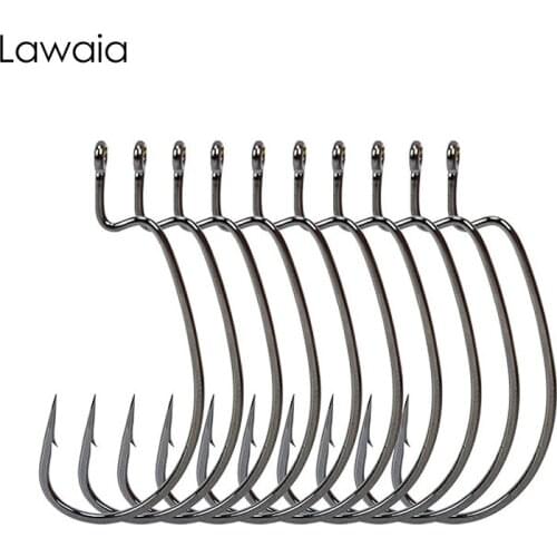 Lawaia Fishing Hooks Wide Belly Crank Hook 10PC Hook Tip Sharp Penetration Strong Soft Baits With Road Hook Fishing Tackle Gears