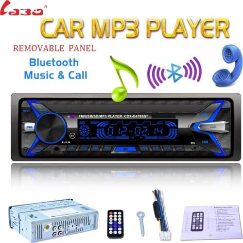 Removable Panel 7 Color Light Car Radio 12V 1 Din Bluetooth Audio Stereo MP3 Player High Quality Support SD / FM / USB / AUX