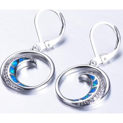 34MM Round Moon Rhinestone Earrings S925 Sterling Silver Fire Opal Wedding Crystal Clip Earrings Jewelry Gifts