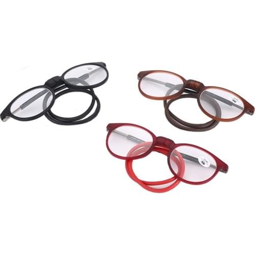 Silicone magnet hanging neck reading glasses new fashion light fashion portable folding reading glasses reader for men