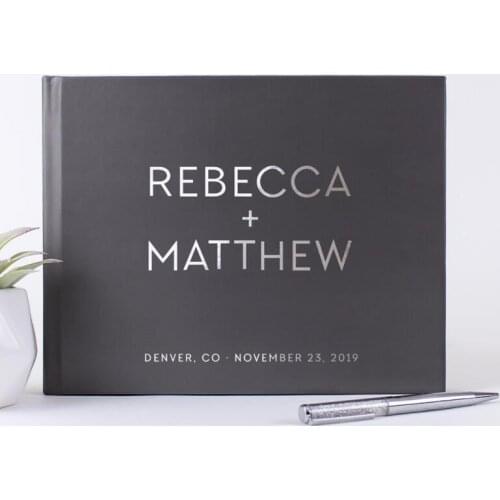 Custom Modern handcover Wedding Guest Books guestbook Alternative Horizontal Landscape Modern Wedding Sign In Book photo ablums
