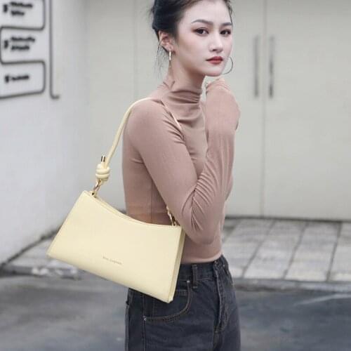 New Trendy Ladies Soft Leather Baguette Female Large Capacity Solid Color Underarm Bag Women Multifunction Single Shoulder Purse