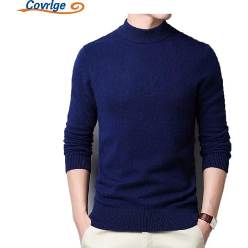 Covrlge Sweater Male Winter New Half High Collar Casual Comfortable Cotton Warm Daily Multicolor All-match Sweater MZM090