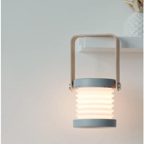 Retractable Folding LED Table Lamp Foldable Table Lamp Wooden Handle Portable Lantern Night Lights Bedroom Bedside Reading Light