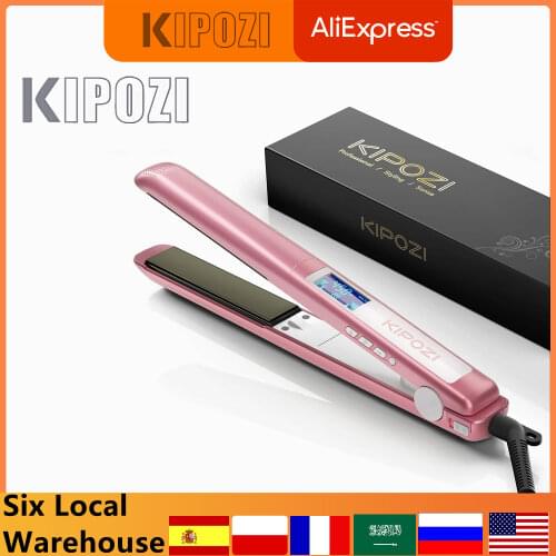 KIPOZI Professional Steam Flat Iron Ceramic Vapor Steam Curler Hair Straightener Fast Heating Iron with LCD display Easy to Use