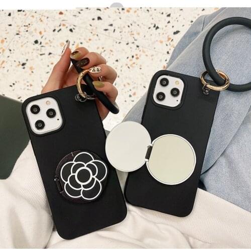 Camellia Flower Makeup Mirror Phone Case For Samsung Galaxy S21 S20 ultra S10 Lite S8 S9 Plus Note 8 9 10 20 Big Bracelet Ring