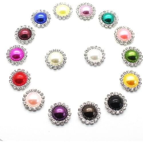 10Pcs/Lot 16MM Multiple Colors Pearl Buttons for Garment Clothing Accessories Fit Sewing Scrapbooking Garment DIY Decoration