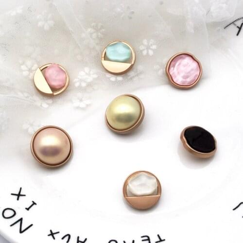 5pcs Lady Black Pearl Golden Metal Buttons for Womens Clothing Dress button Sweater Diy Craft Needlework Diy Accessorie