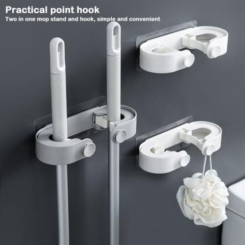 1pcs Mop Hook Wall Mounted Mop Broom Holder Organizer Stand Brush Broom Hanger Storage Rack Kitchen Tool Bathroom Accessories