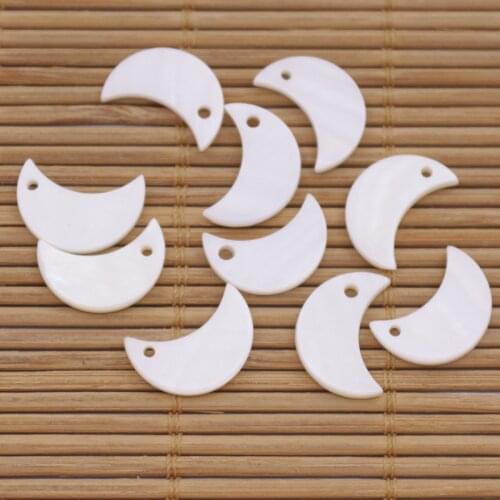 50PCS 12mm Moon Shape Natural White Mother of Pearl Shell Loose Charms Pendants