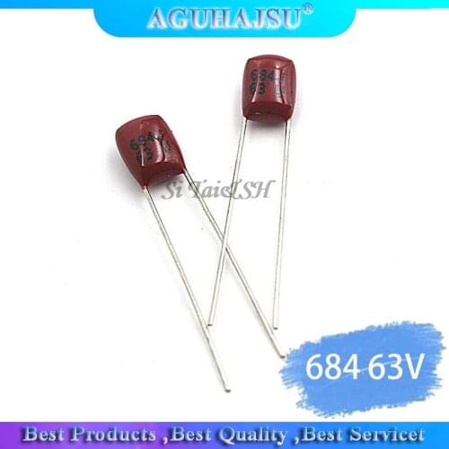 20PCS 684 63V 0.68UF Pitch 5mm 680nf 63V684J CBB Polypropylene film capacitor