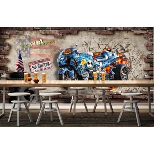 3d wallpaper custom photo any size mural Retro British broken wall motorcycle decor 3d wall murals wallpaper for living room