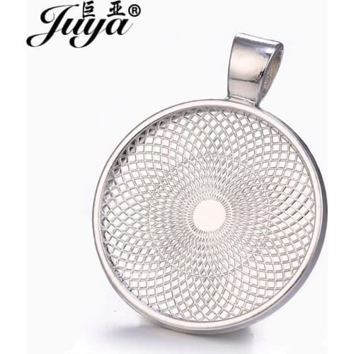 50PCS Double Sided 25mm Cabochon Pendant Base Setting Charms Blank Tray For DIY Jewelry Making Necklace Keychain Components