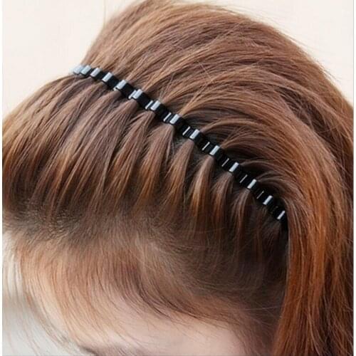 50 Pieces Unisex Black Wave Metal Sport Headbands Mens Barrette Headband Women Men Headwear
