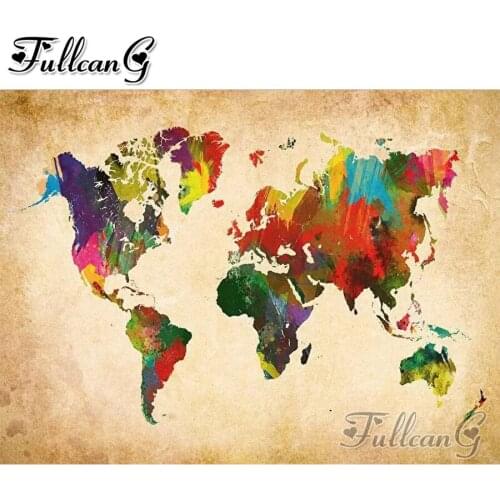 FULLCANG diy 5d diamond mosaic graffiti color map diamond painting full square round drill diamond embroidery abstract FC2328
