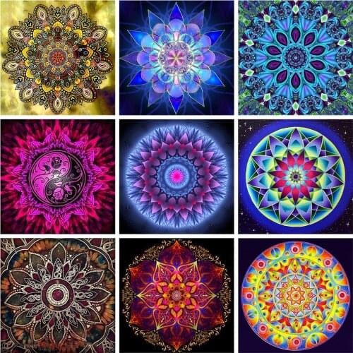 5D Mandala Diamond Painting Flowers Diamond Embroidery Mandala Picture Cross Stitch Kit Rhinestones Mosaic Home Decor Gift Ko12