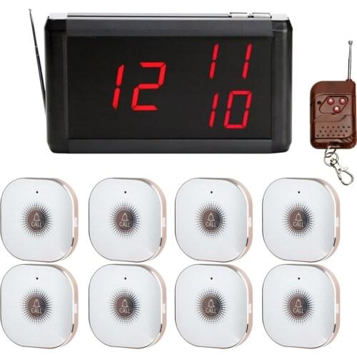 Wireless Alarm System 1 Host Receiver Display + 8 USB Touch Pad Buttons Transmitter Buzzer For Restaurante Table Service