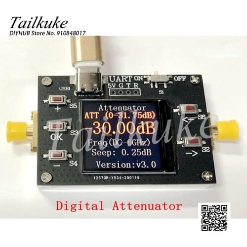 DC-6G Digital Programmable Attenuator 30DB Step 0.25DB TFT Display CNC Shell Supports Communication