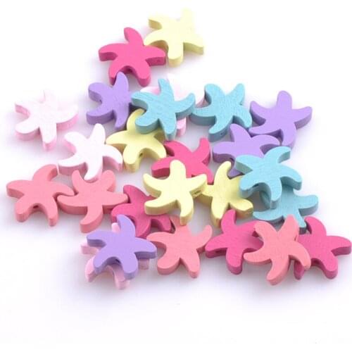 Mixed Starfish Wooden Spacer Beads cartoon For Jewelry making baby accessories 17mm 100pcs MT0780