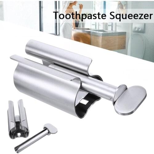 Home Stainless Steel Rolling Tube Toothpaste Squeezer Toothpaste Dispenser Toothbrush Holder Rack Bathroom Accessories