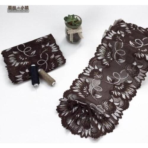1 Meter/lot Width 16cm Coffee Elastic Lace Fabric DIY Garment Accessories Sewing Swiss Trim Wedding Lace Trim