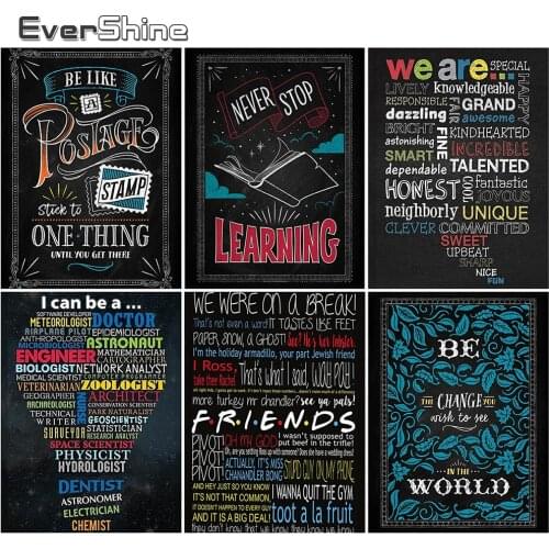 EverShine 5D DIY Diamond Embroidery Text Diamond Painting Set Mosaic Art Cross Stitch Picture Rhinestones New Arrival Wall Art