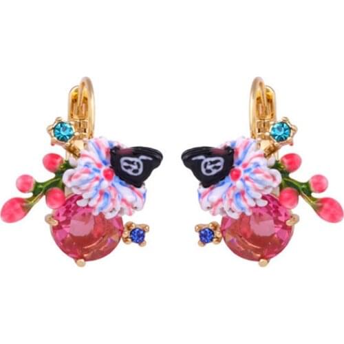 European and American New Fashion Trend Creative Hand-painted Enamel Flower Temperament Wild Ear Hook Ear Clip Jewelry Lady